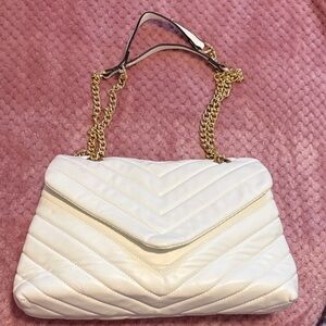 Elegant White Quilted Chain Shoulder Bag
